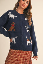 Load image into Gallery viewer, Dog Knit Sweater Cardigan | Navy
