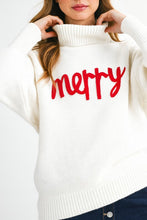 Load image into Gallery viewer, Merry Turtleneck Holiday Sweater | Winter White
