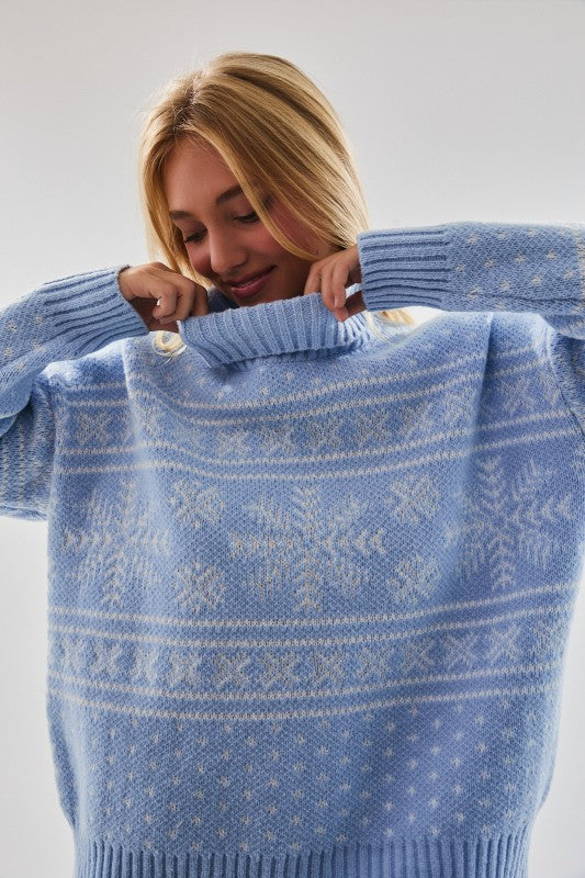 Snow Flake Sweater | Baby Blue