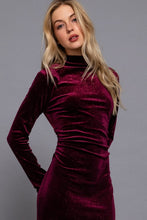 Load image into Gallery viewer, Phoebe | High Neck Shirring Glitter Velvet Long Dress

