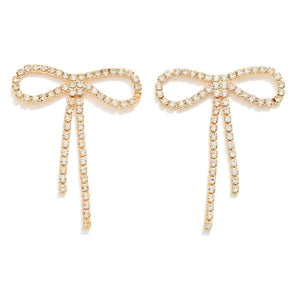 Rhinestone Bow Post Drop Earring