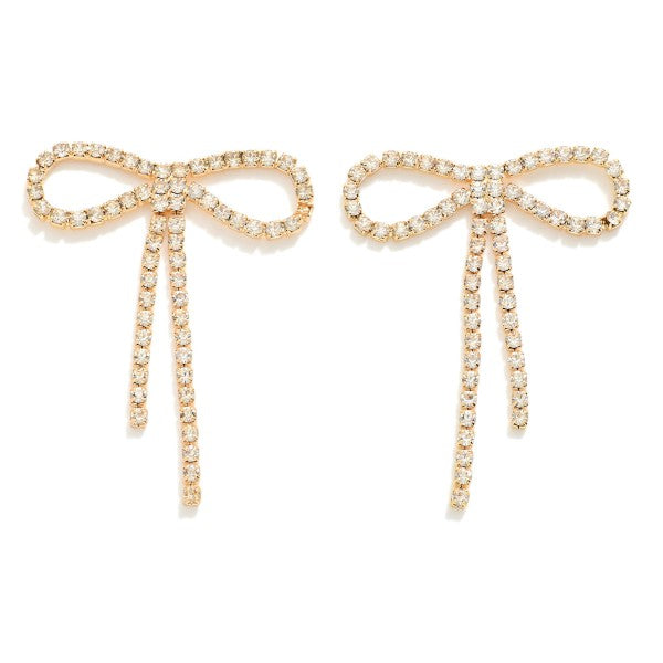 Rhinestone Bow Post Drop Earring