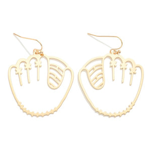 Metal Baseball Glove Drop Earrings