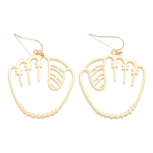 Metal Baseball Glove Drop Earrings