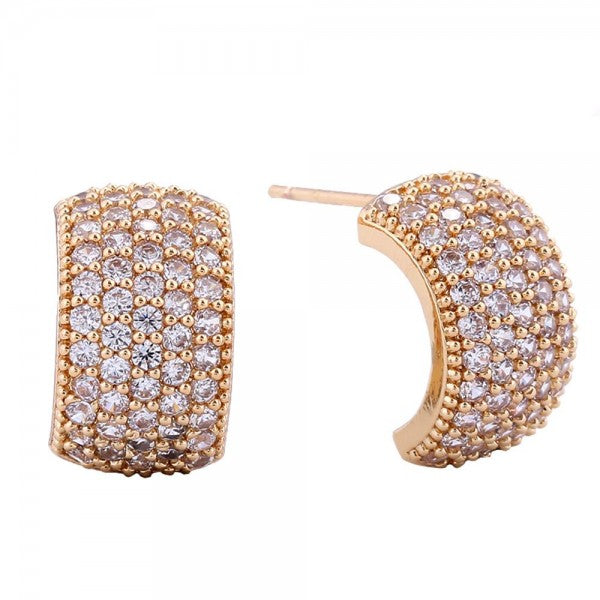 Pave Half Hoop Drop Earrings
