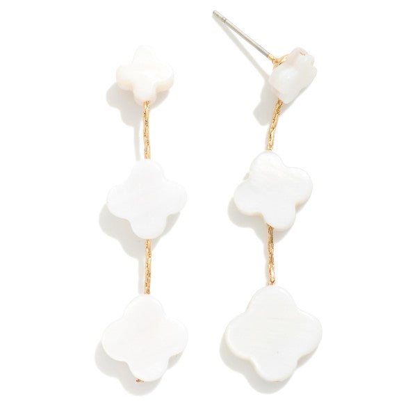 Pearl Clovers Post Drop Earrings