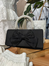 Load image into Gallery viewer, Bow Evening bag with Pearl Handle  | Black
