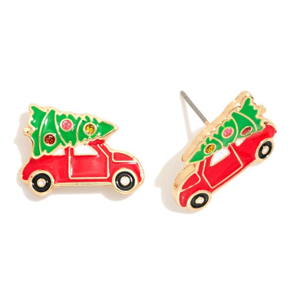 Christmas Tree truck Stud Earrings