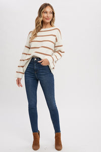 Tanya Striped Sweater | Ivory Coco