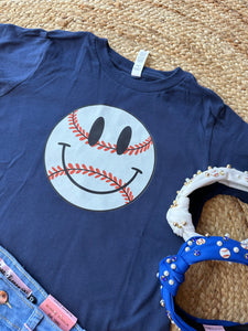 Toddler Happy Baseball | Blue Graphic Tee