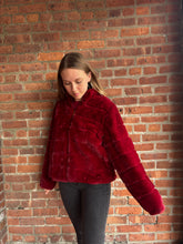 Load image into Gallery viewer, Mallory Faux Fur Jacket | Wine
