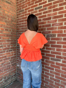 Sweetheart peplum top | Orange