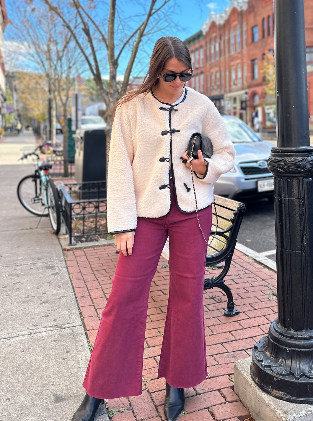 Jessie Wine Denim | Stretch Wide Leg Pants