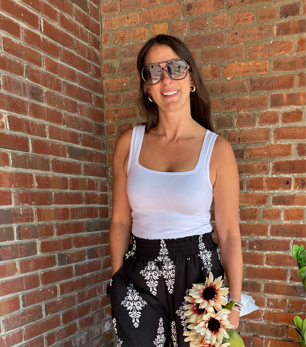 Square Neck Tank | White