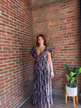 Load image into Gallery viewer, Midnights | Navy Floral smocked Dress flutter sleeve
