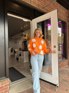 Sequin Baseball Shirt | Orange