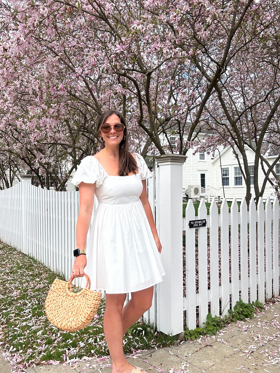 Maya Tie Back Bow Dress | White