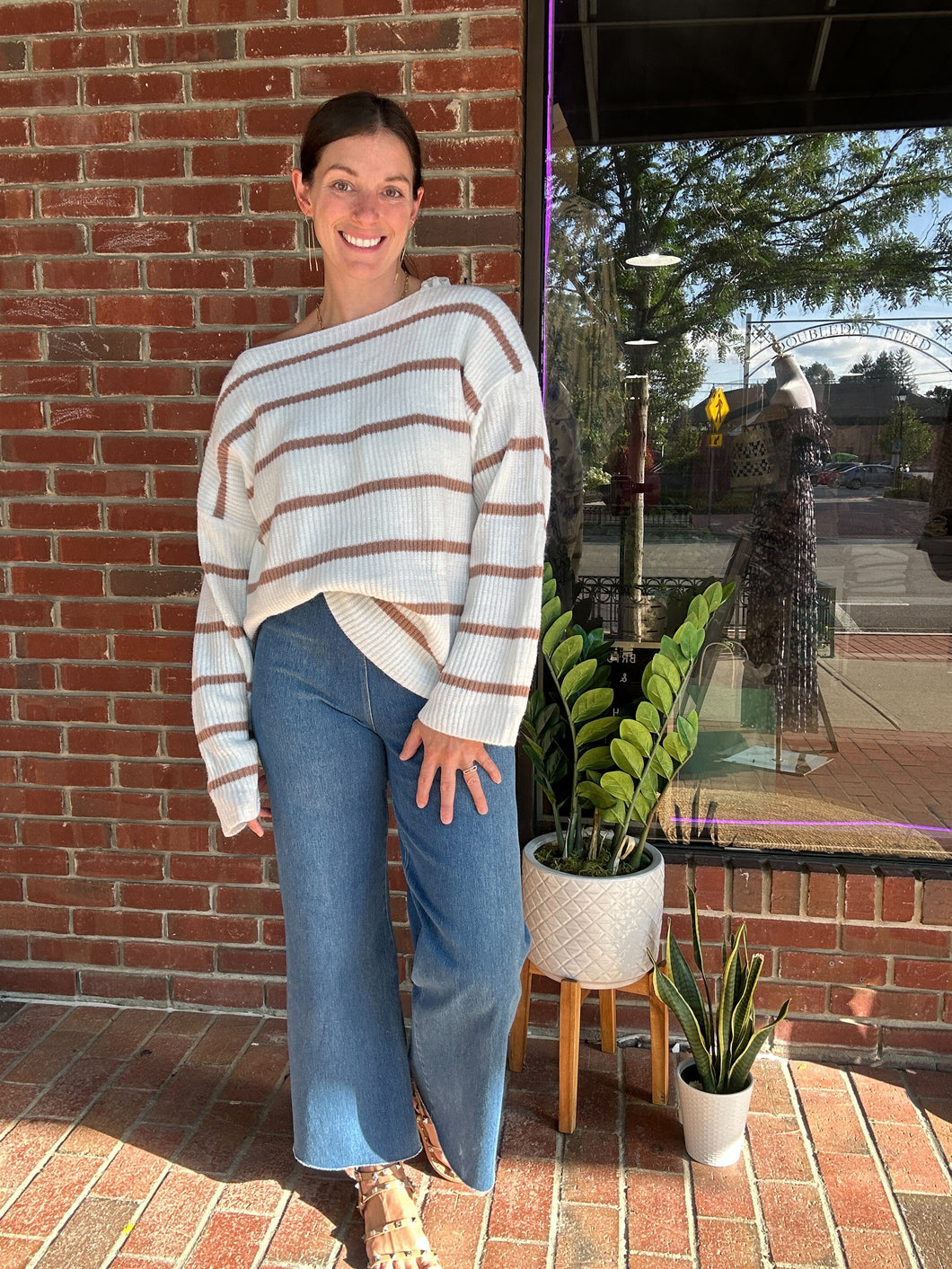 Tanya Striped Sweater | Ivory Coco