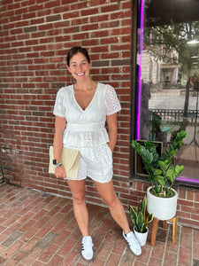 Kelly | White Eyelet SHORTS