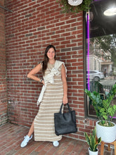 Load image into Gallery viewer, Maggie | Taupe Sleeveless Striped Sweater Dress
