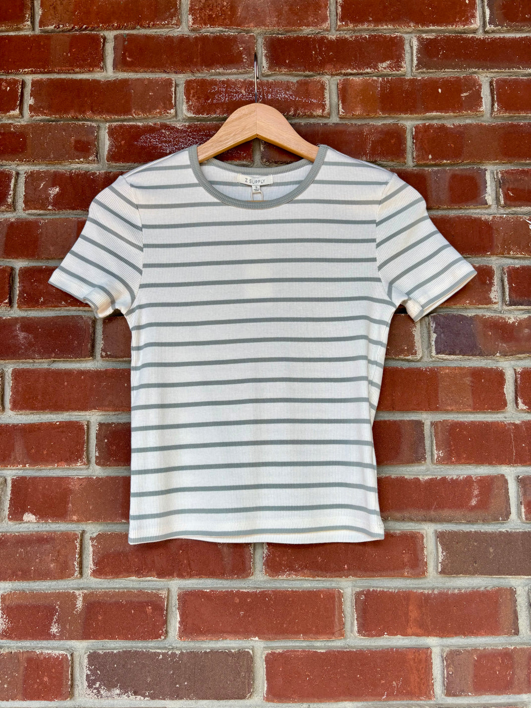 Saxton Striped Tee | Sage Green