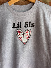 Load image into Gallery viewer, Lil Sis Baseball Heart | Toddler Grey Graphic Tee

