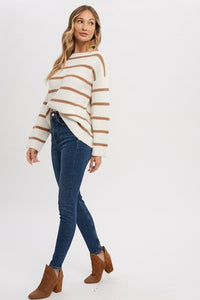 Tanya Striped Sweater | Ivory Coco