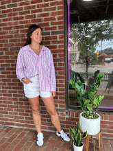 Load image into Gallery viewer, Cindy | Pink | Stripped button down shirt

