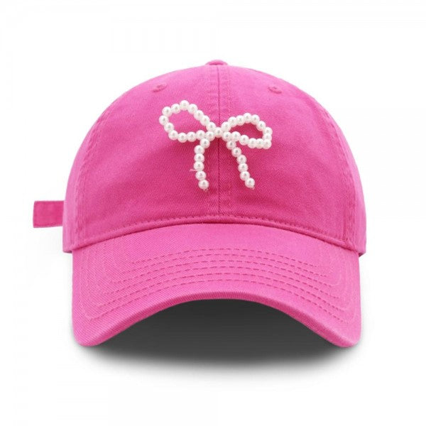 Pearl Bow Hat | Pink