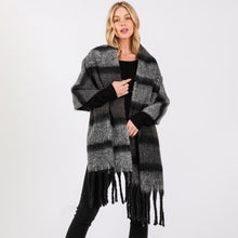 Load image into Gallery viewer, Fuzzy Striped Scarf | Black
