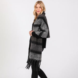 Fuzzy Striped Scarf | Black