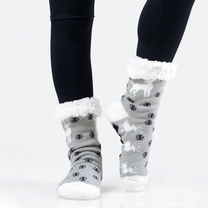 Christmas Print Sherpa Socks