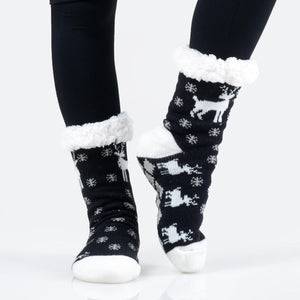 Christmas Print Sherpa Socks