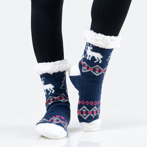 Christmas Print Sherpa Socks