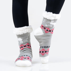 Christmas Print Sherpa Socks