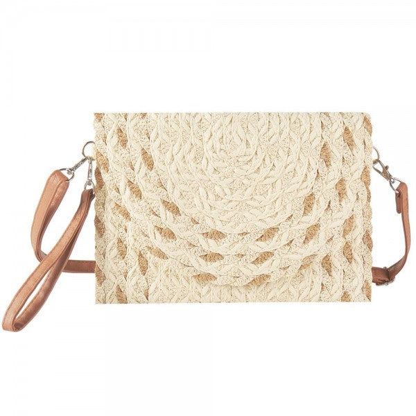 Woven Straw Clutch Cross Body Bag