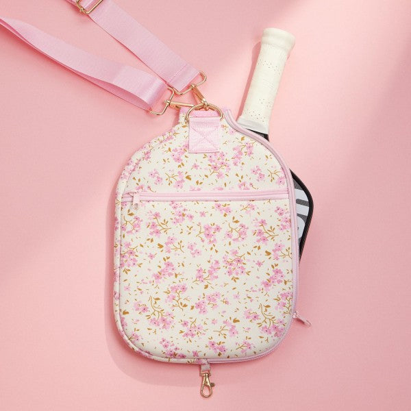 Pink | Floral Printed Pickle Ball Racket Bag