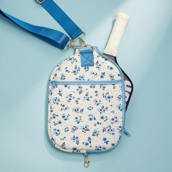 Blue | Floral Printed Pickle Ball Racket Bag