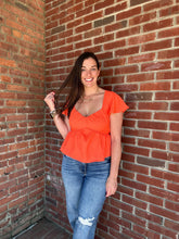 Load image into Gallery viewer, Sweetheart peplum top | Orange
