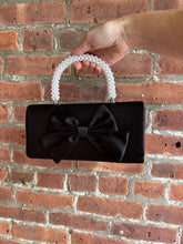 Load image into Gallery viewer, Bow Evening bag with Pearl Handle  | Black

