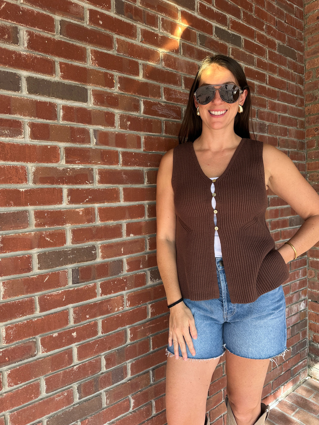 Leslie | Brown Knit Vest