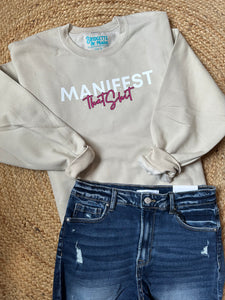 Manifest that shit | Beige Crewneck Sweatshirt