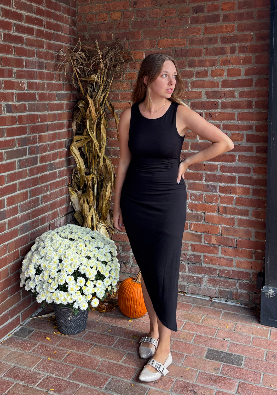 Black Asymmetrical Hem Tank Dress
