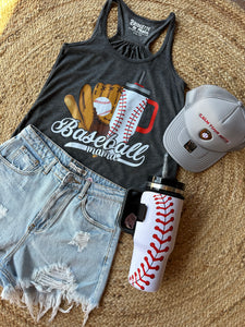 Baseball Mom Essentials | Grey Graphic Tank