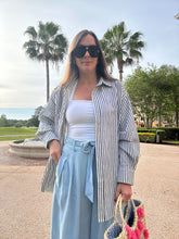 Load image into Gallery viewer, Cassie | Blue Striped Button Up

