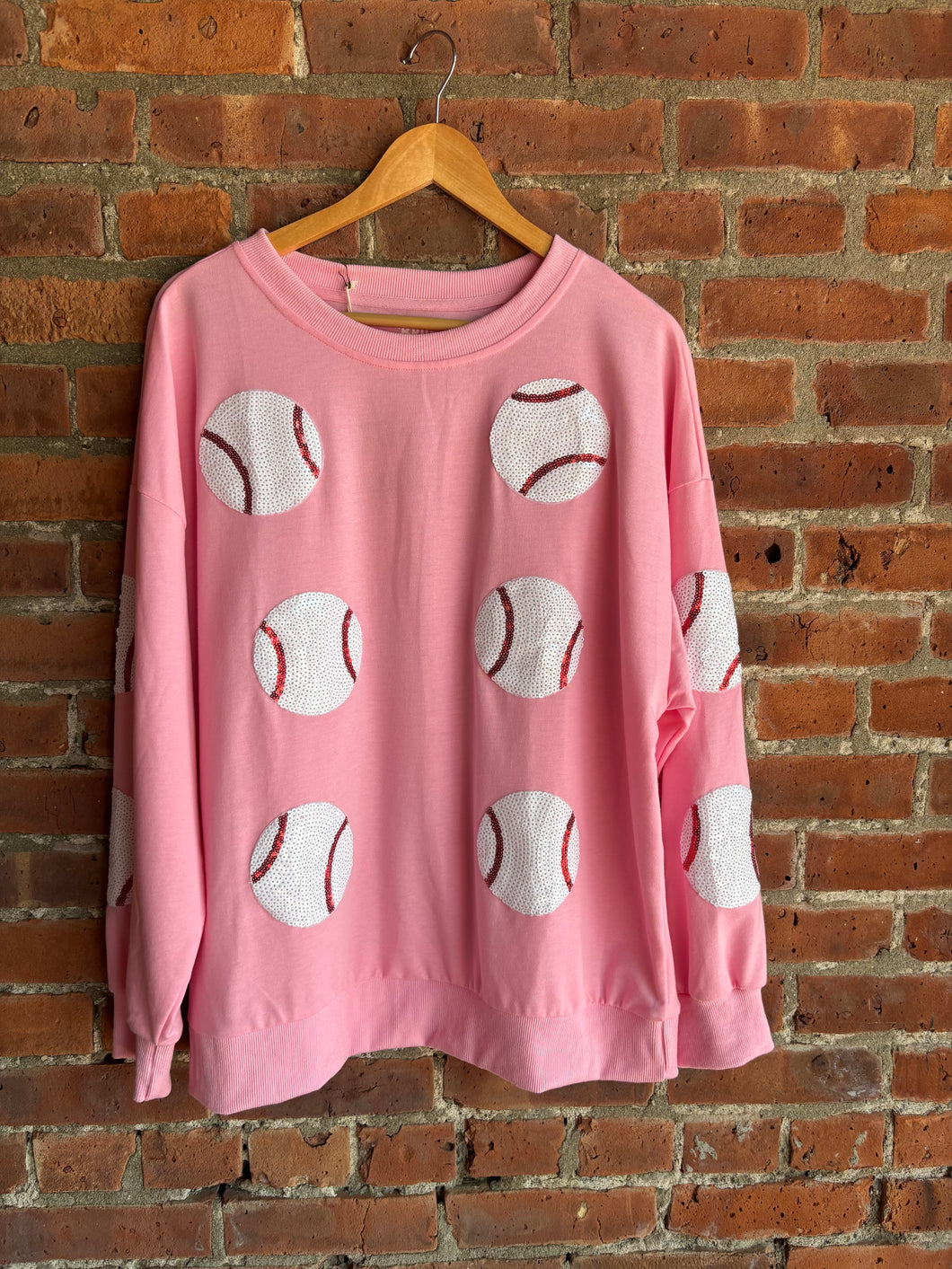 Sequin Baseball Shirt | Pink