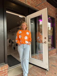 Sequin Baseball Shirt | Orange