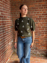 Load image into Gallery viewer, Tasha | Olive Flower Embroidered Sweater
