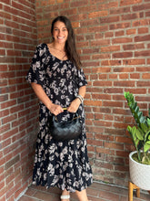 Load image into Gallery viewer, Maya | Black Floral smocked Dress

