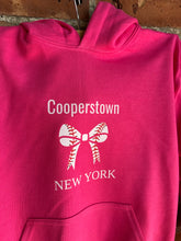 Load image into Gallery viewer, Cooperstown Bow | Youth Hot Pink Hoodie
